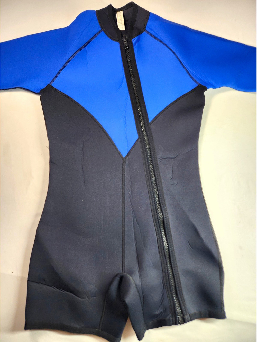 OMP Men's Large Shorty Wetsuit Blue/Gray Long Sleeve Full Zip